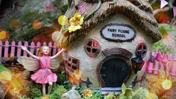 Garden Sparkle - Solar Fairy Houses - Fairy Flying SChool
